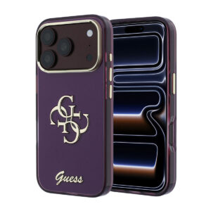 GUESS iPhone 18 Pro Max Case hard shell - IML - 4G - script - metal Bordeauxrood - productfoto
