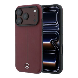 Mercedes-Benz iPhone 18 Pro Case hard shell - MagSafe - PU - Semi Wrap - Iconic Line Bordeauxrood - productfoto