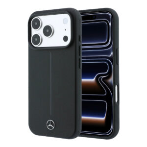 Mercedes-Benz iPhone 18 Pro Case hard shell - MagSafe - PU - Semi Wrap - Iconic Line Zwart - productfoto
