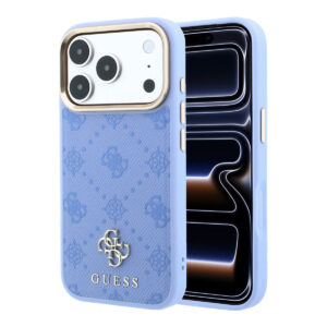 GUESS iPhone 18 Pro Max Case hard shell - MagSafe - Peony - HS - 4G - small logo Lichtblauw - productfoto