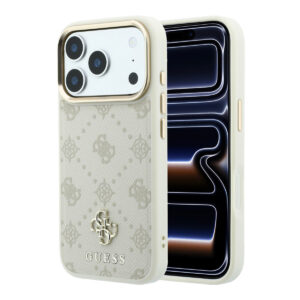 GUESS iPhone 18 Pro Max Case hard shell - MagSafe - Peony - HS - 4G - small logo Beige - productfoto