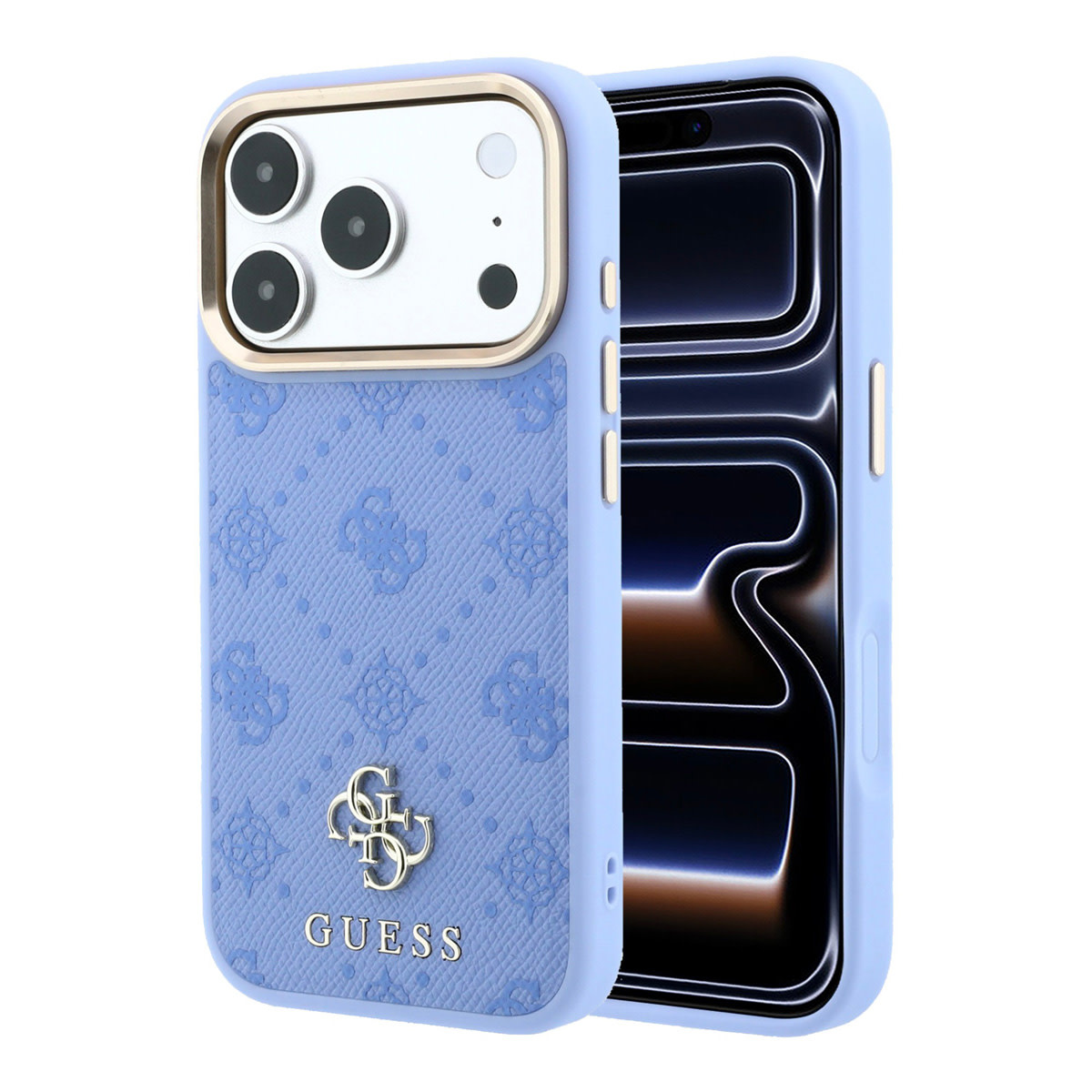GUESS iPhone 18 Pro Case hard shell - MagSafe - Peony - HS - 4G - small logo Lichtblauw - productfoto