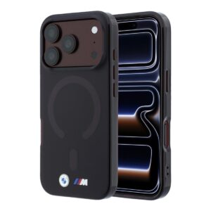 BMW iPhone 18 Pro / iPhone 17 Pro hoesje MagSafe - IML - frosted finish - hard shell - metal logos Bordeauxrood - productfoto