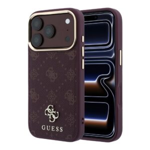 GUESS iPhone 18 Pro hoesje - MagSafe - Peony - HS - 4G - small logo Bordeauxrood - productfoto