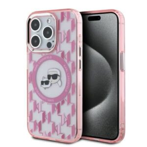 Karl Lagerfeld iPhone 16 Pro hoesje Magsafe IML metal monogram kc - Roze - productfoto