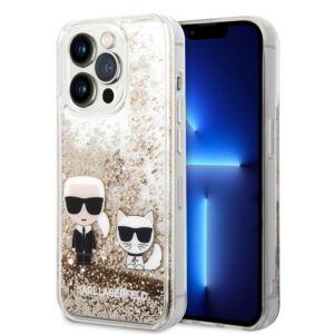 Karl Lagerfeld iPhone 14 Pro hoesje - Liquid Glitter - K&C - Goud - productfoto