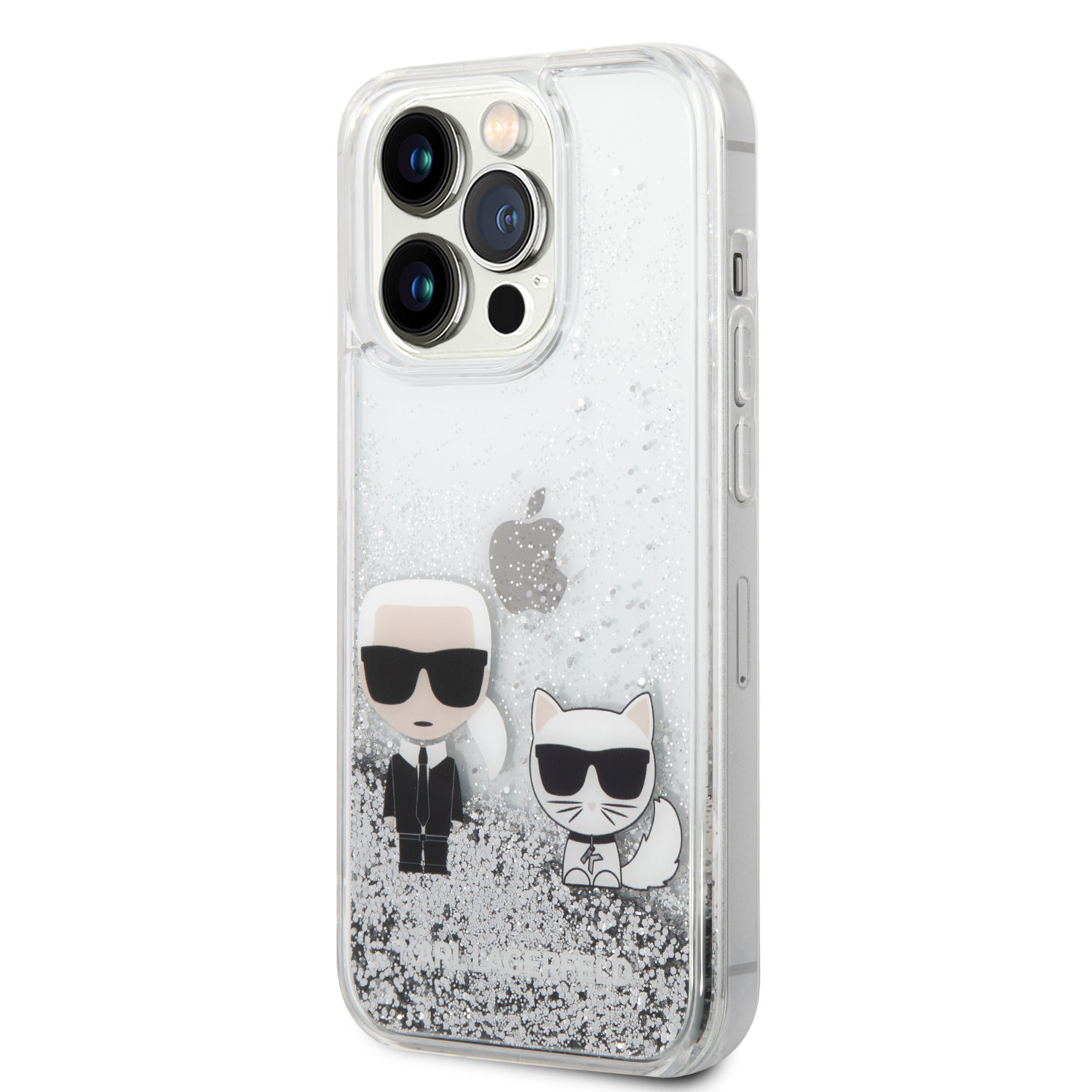 Karl Lagerfeld iPhone 14 Pro hoesje - Liquid Glitter - K&C - Zilver - detail 1