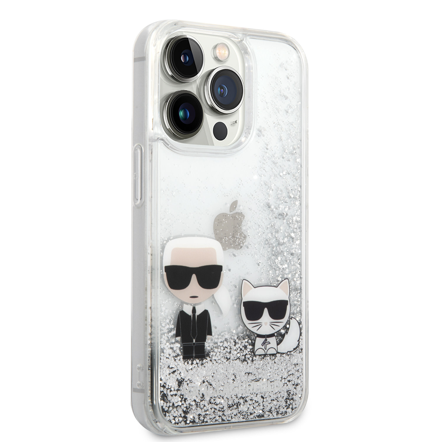 Karl Lagerfeld iPhone 14 Pro hoesje - Liquid Glitter - K&C - Zilver - detail 3