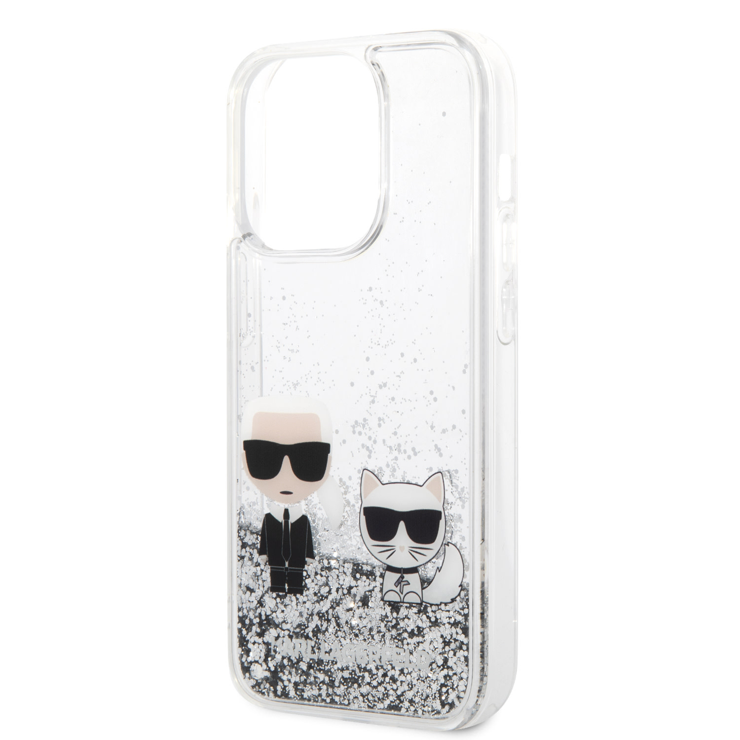 Karl Lagerfeld iPhone 14 Pro hoesje - Liquid Glitter - K&C - Zilver - detail 4