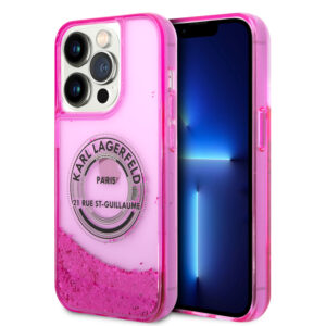 Karl Lagerfeld iPhone 14 Pro hoesje - Glitter RSG - Roze - productfoto