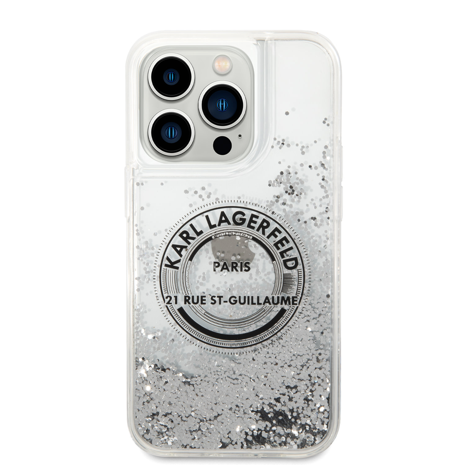 Karl Lagerfeld iPhone 14 Pro hoesje - Glitter RSG - Zilver - detail 2