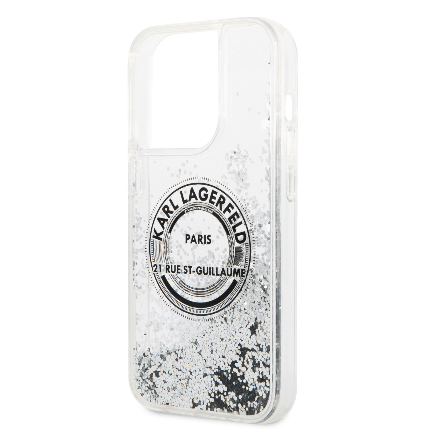 Karl Lagerfeld iPhone 14 Pro hoesje - Glitter RSG - Zilver - detail 4