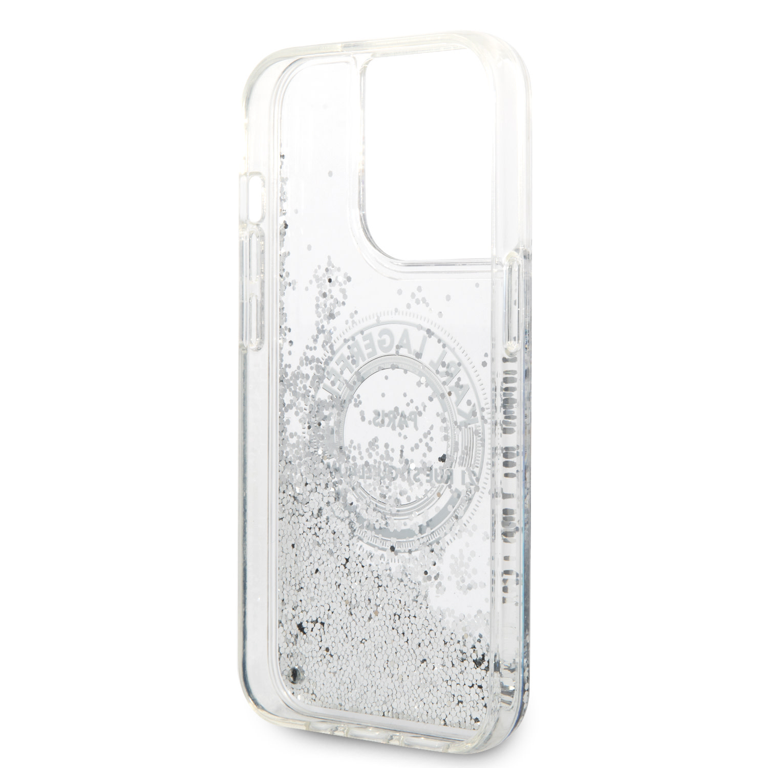 Karl Lagerfeld iPhone 14 Pro hoesje - Glitter RSG - Zilver - detail 5