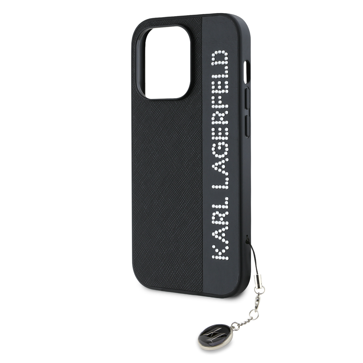 Karl Lagerfeld iPhone 14 Pro hoesje Saffiano Rhinestones and Charm - Zwart - detail 5
