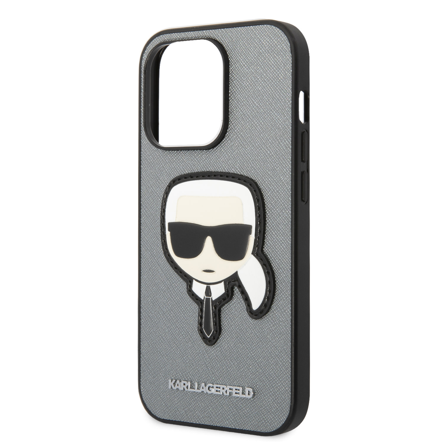 Karl Lagerfeld iPhone 14 Pro hoesje - Karl Head Patch - Zilver - detail 7