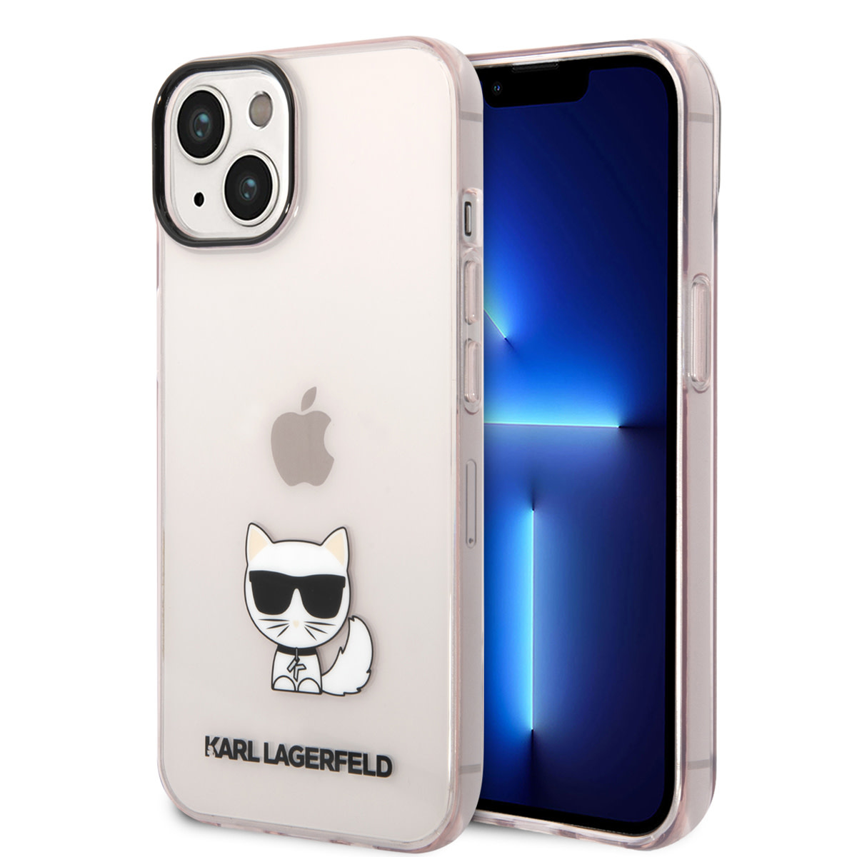 Karl Lagerfeld iPhone 14 Plus TPU hoesje - Choupette - Transparent - Roze - productfoto