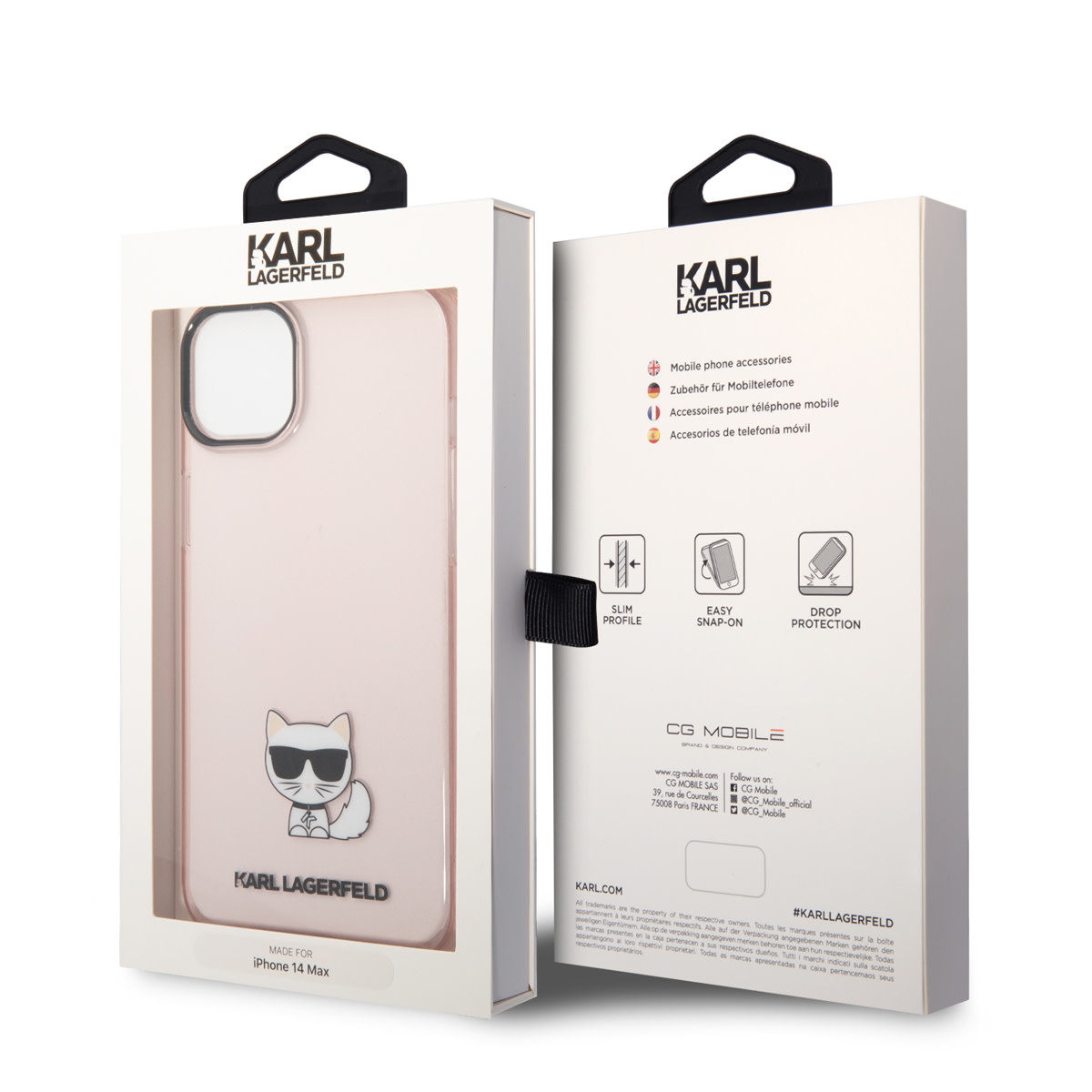 Karl Lagerfeld iPhone 14 Plus TPU hoesje - Choupette - Transparent - Roze - detail 6