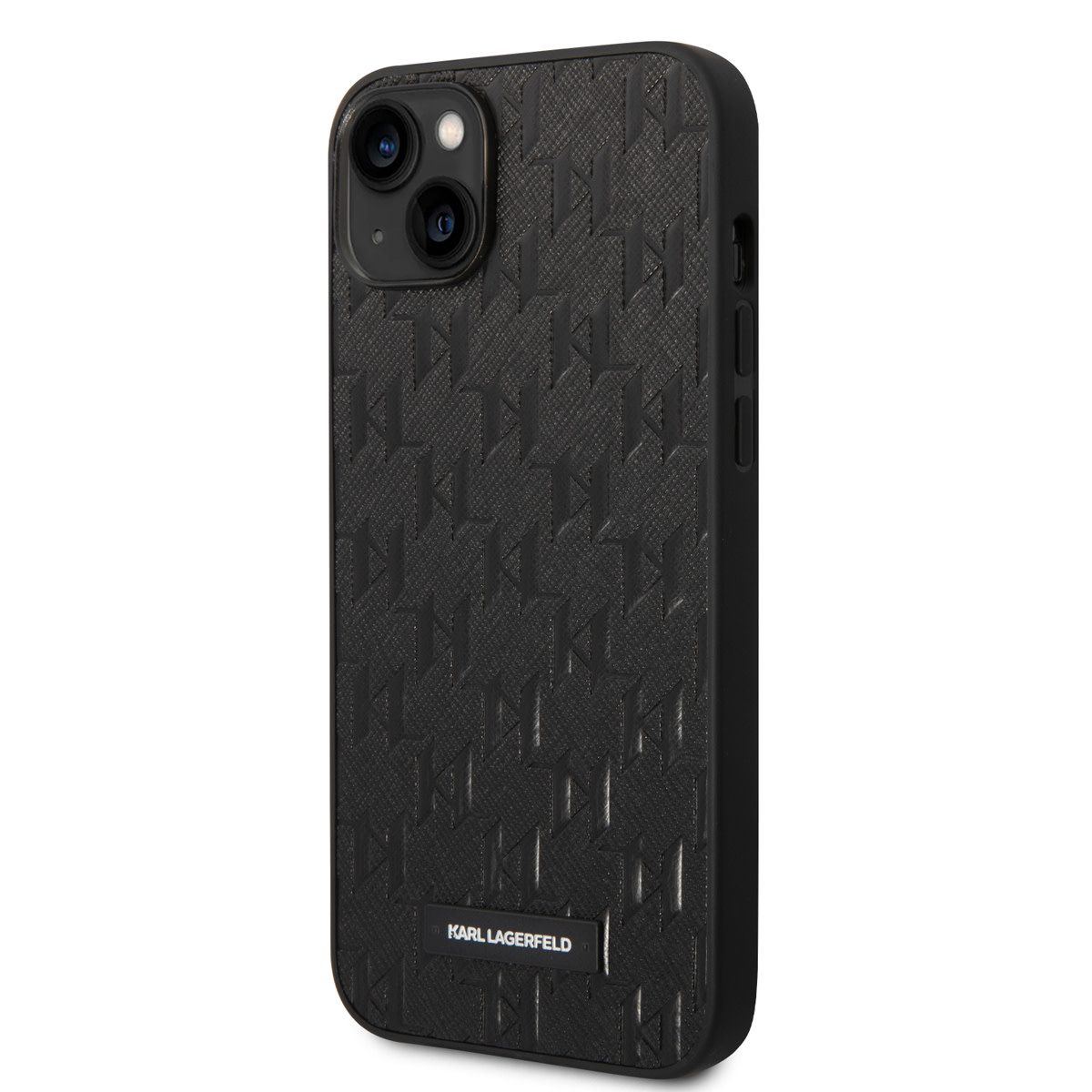 Karl Lagerfeld iPhone 14 Plus hoesje - Saffiano Leather - Metal Logo - Zwart - detail 1