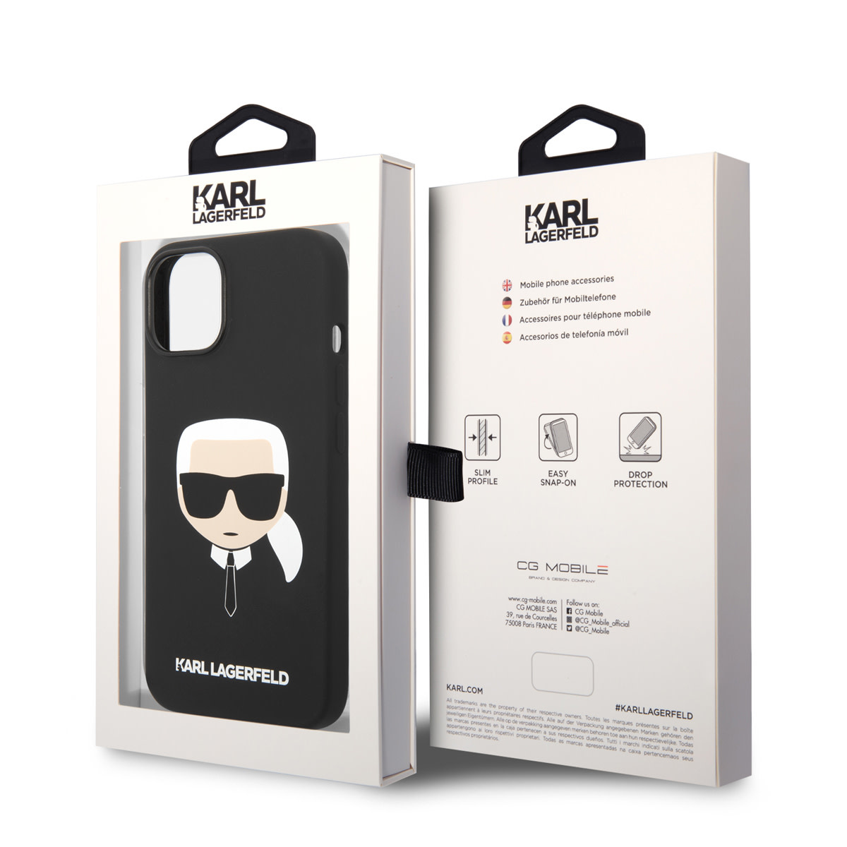 Karl Lagerfeld iPhone 14 Plus hoesje - Karl's Head - Zwart - detail 6