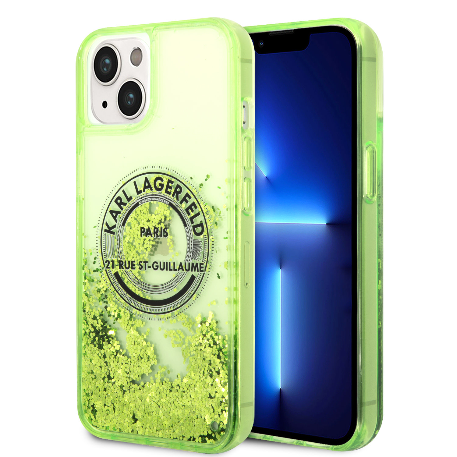 Karl Lagerfeld iPhone 14 en iPhone 13 hoesje - Glitter RSG - Groen - detail 7