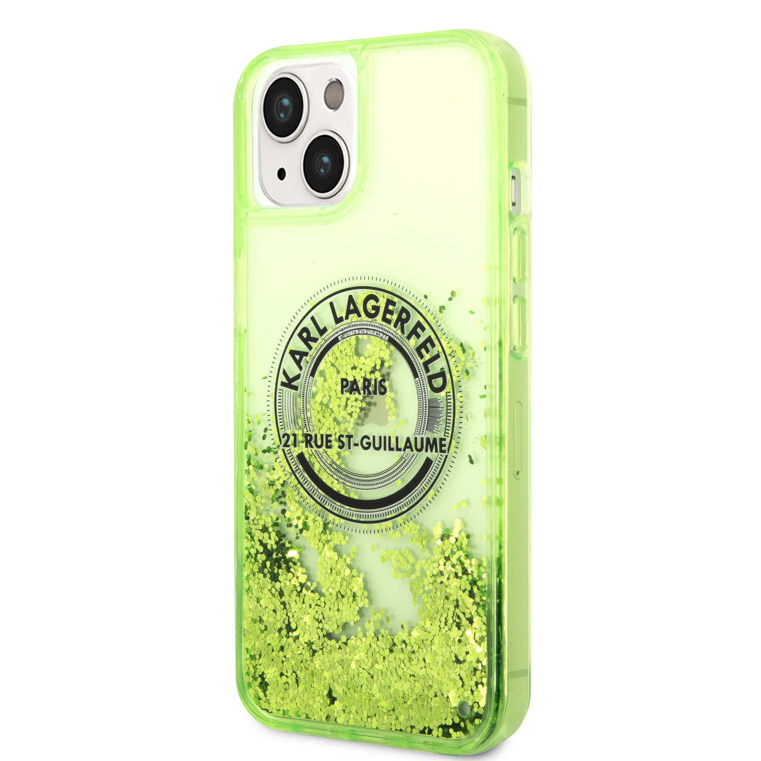 Karl Lagerfeld iPhone 14 en iPhone 13 hoesje - Glitter RSG - Groen - detail 1