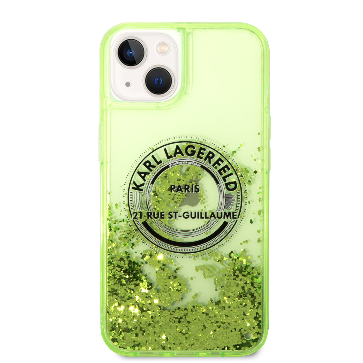 Karl Lagerfeld iPhone 14 en iPhone 13 hoesje - Glitter RSG - Groen - detail 2