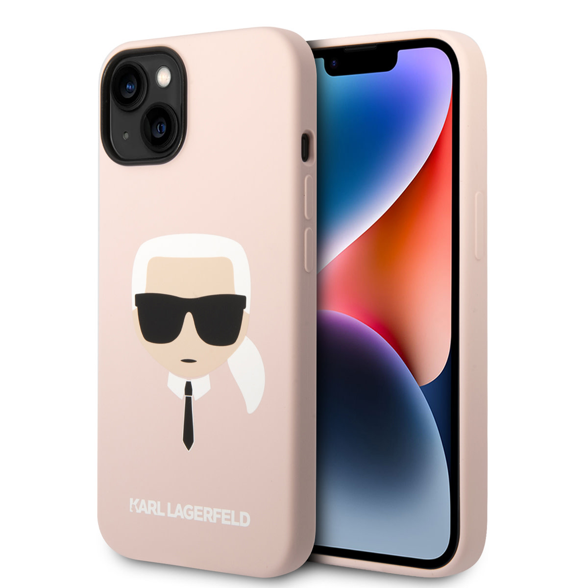 Karl Lagerfeld iPhone 14 hoesje - Karl's Head - Roze - productfoto