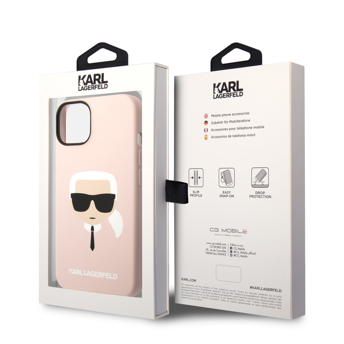 Karl Lagerfeld iPhone 14 hoesje - Karl's Head - Roze - detail 6