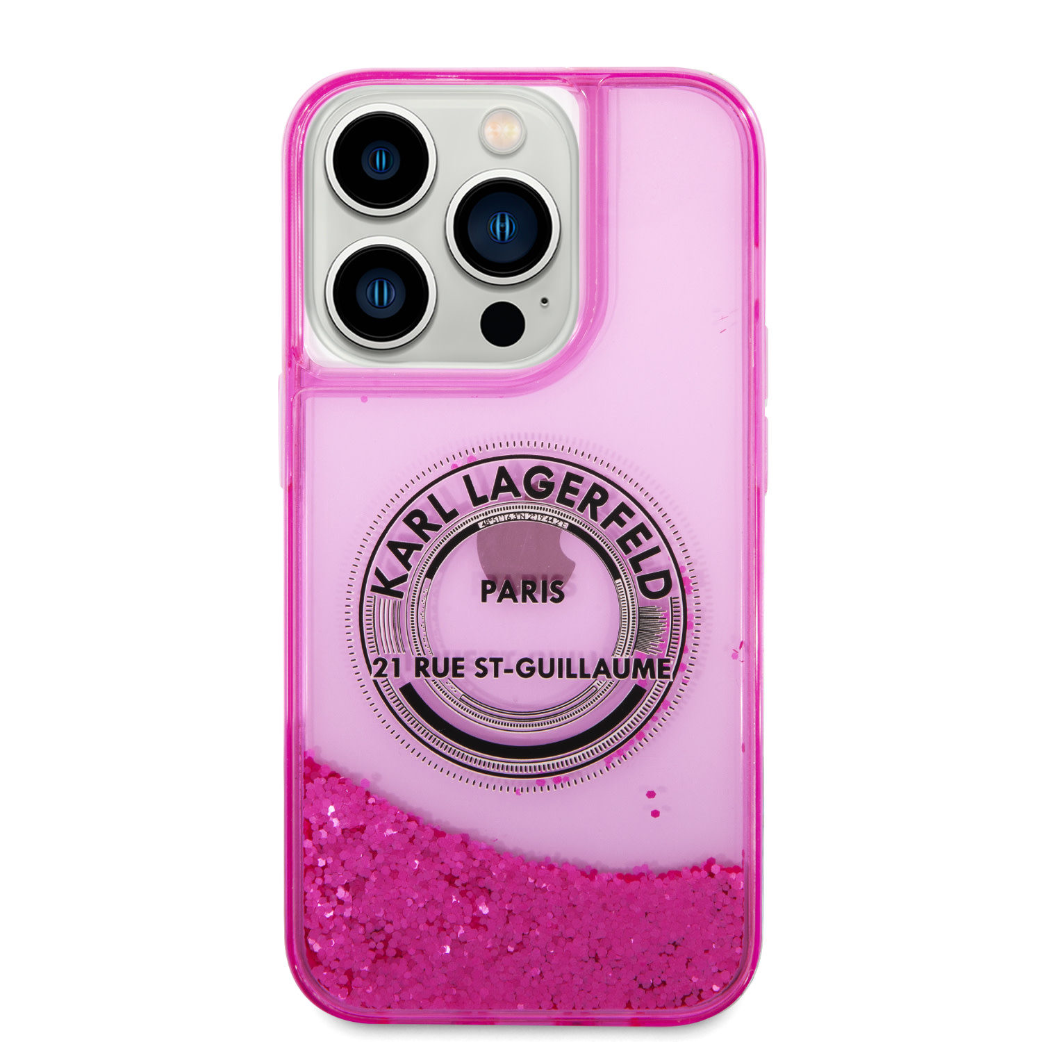 Karl Lagerfeld iPhone 14 Pro Max hoesje - Glitter RSG - Roze - detail 2