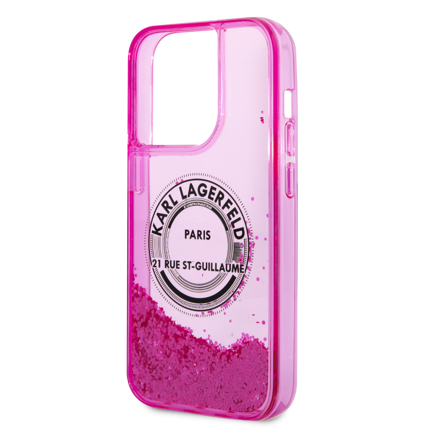 Karl Lagerfeld iPhone 14 Pro Max hoesje - Glitter RSG - Roze - detail 7