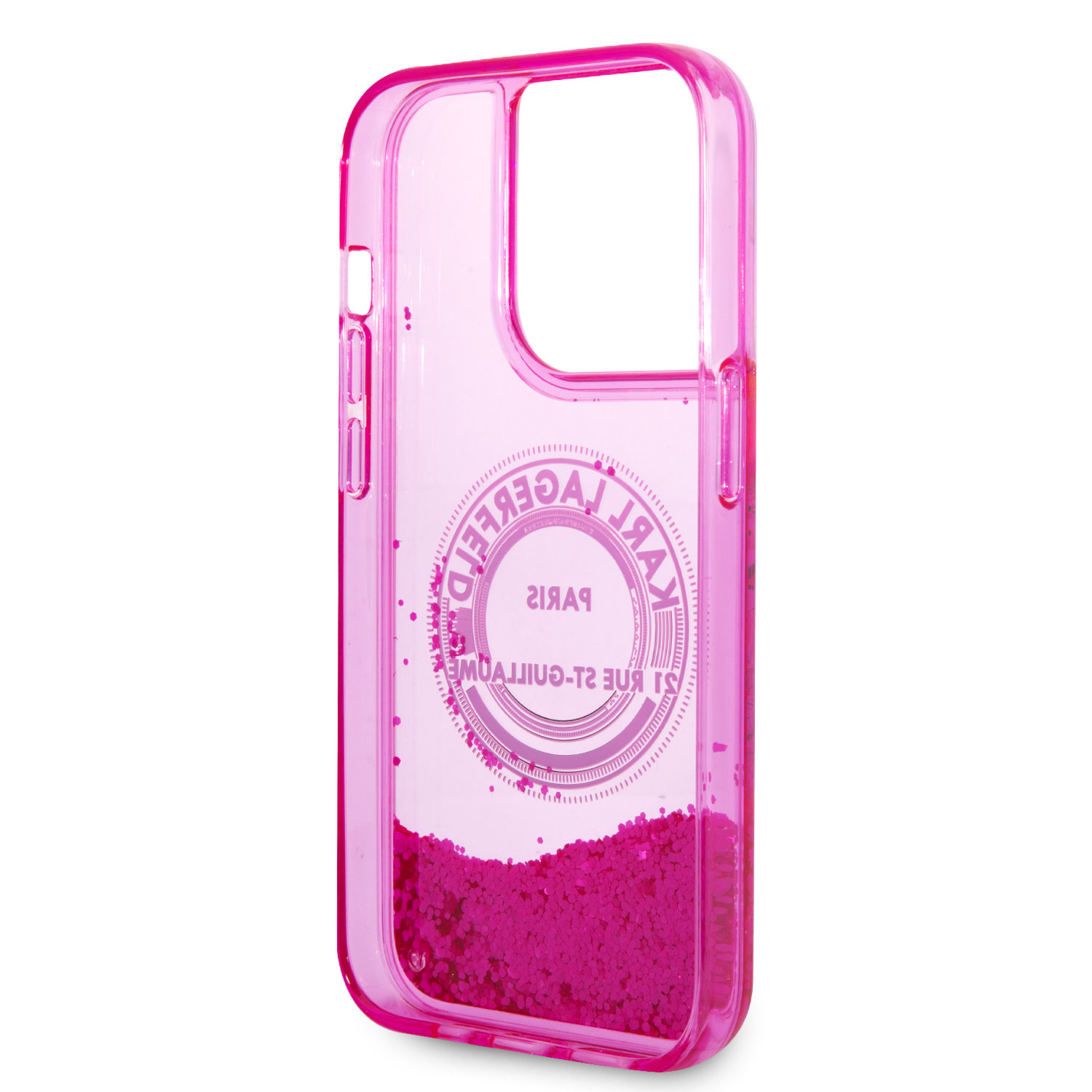 Karl Lagerfeld iPhone 14 Pro Max hoesje - Glitter RSG - Roze - detail 8