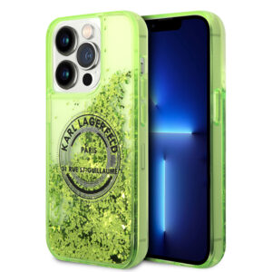 Karl Lagerfeld iPhone 14 Pro Max hoesje - Glitter RSG - Groen - productfoto