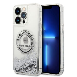 Karl Lagerfeld iPhone 14 Pro Max hoesje - Glitter RSG - Zilver - productfoto