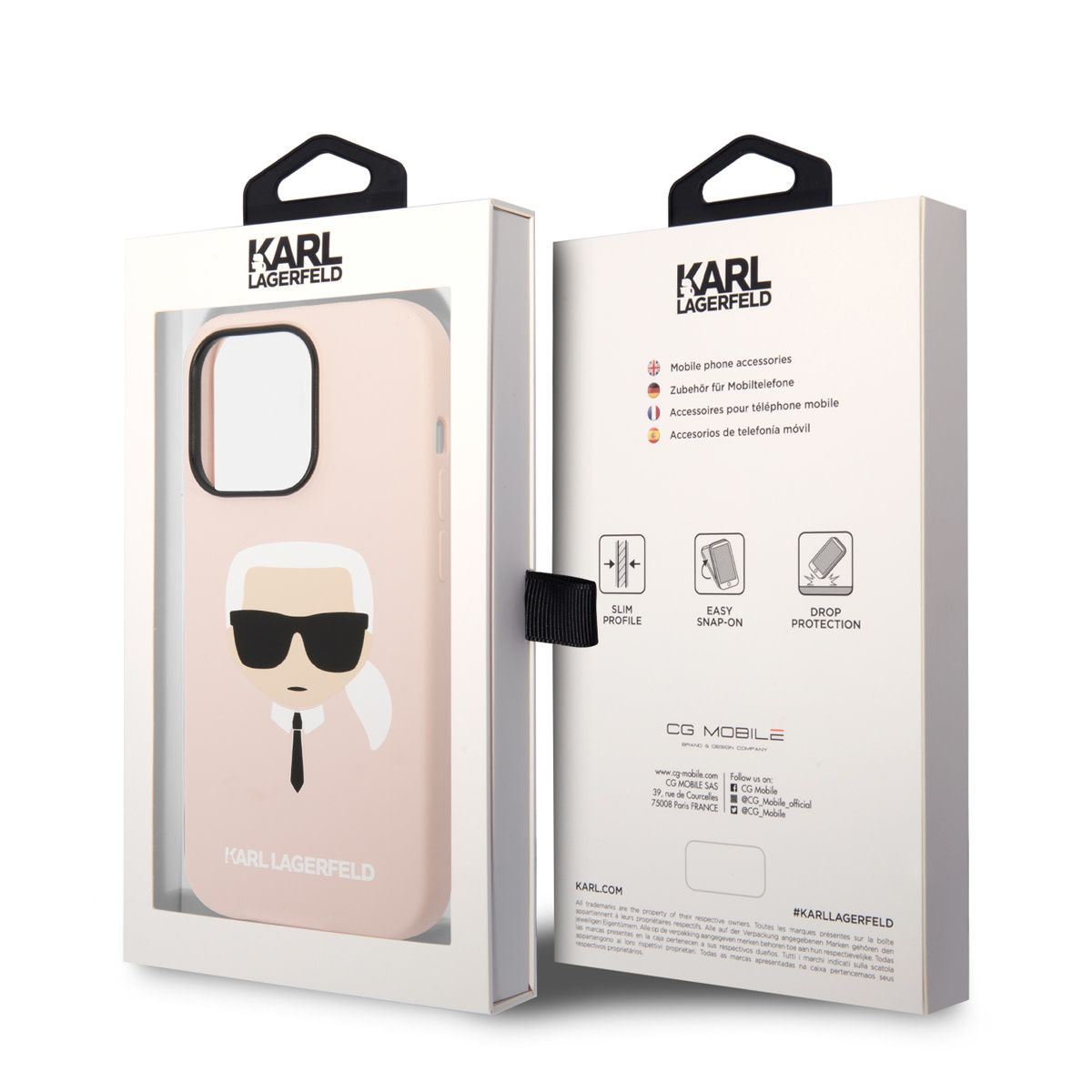 Karl Lagerfeld iPhone 14 Pro Max hoesje - Karl's Head - Roze - detail 6