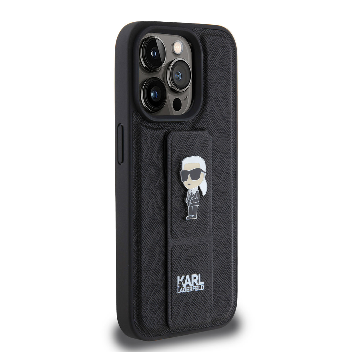 Karl Lagerfeld iPhone 15 Pro Cases hoesje - Saffiano Leather Grip Case with Karl Logo - Zwart - detail 3