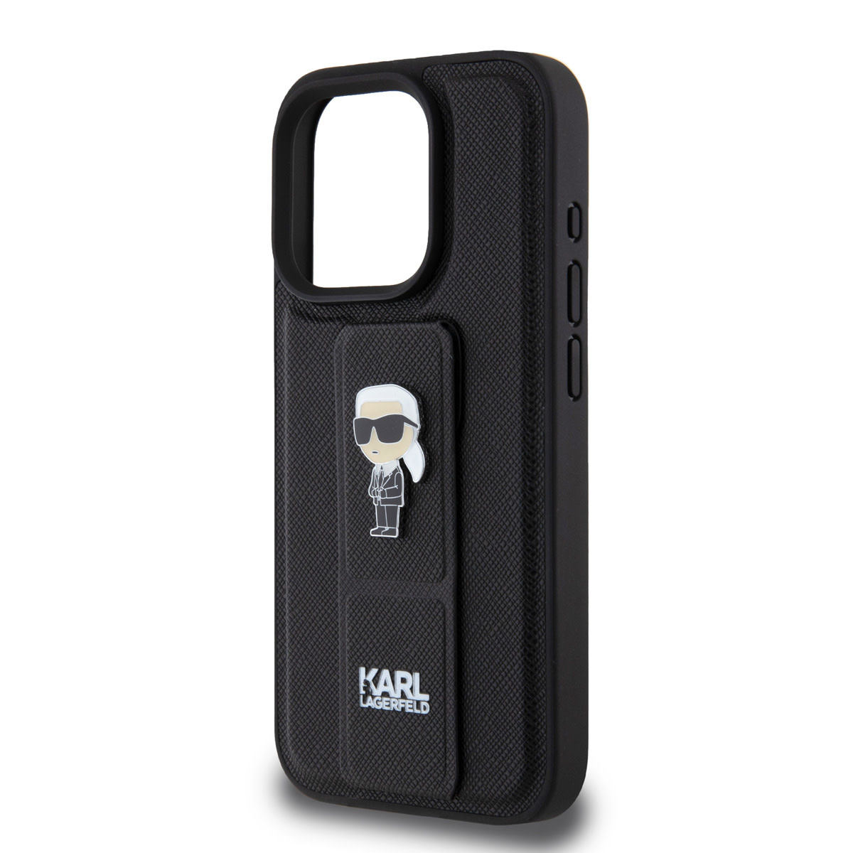 Karl Lagerfeld iPhone 15 Pro Cases hoesje - Saffiano Leather Grip Case with Karl Logo - Zwart - detail 5