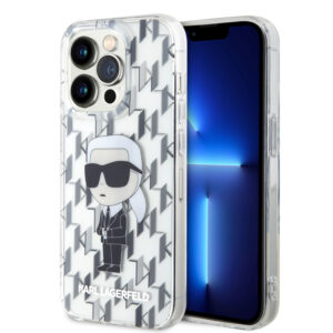 Karl Lagerfeld iPhone 15 Pro Hardcase hoesje - Ikonik Monogram - Transparant - productfoto