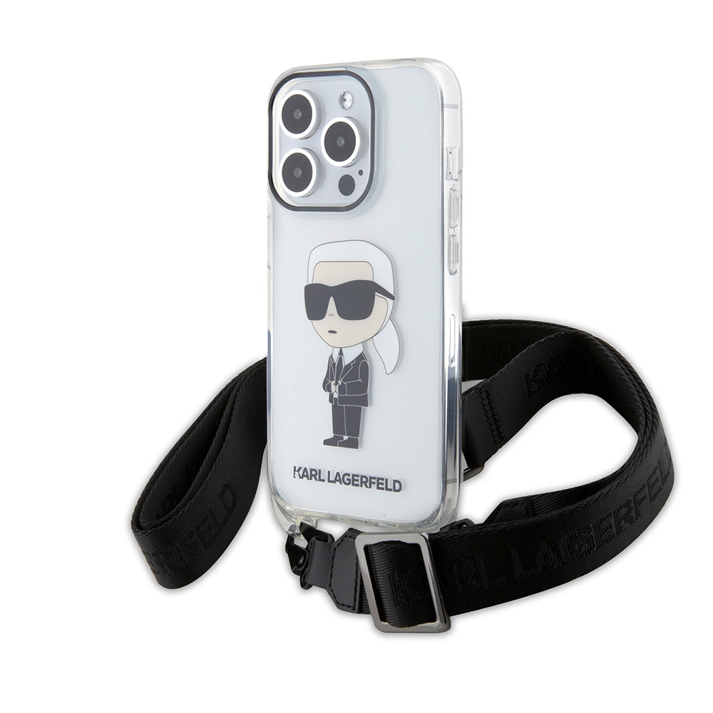 Karl Lagerfeld iPhone 15 Pro hoesje IML IKONIK CROSSBODY - Transparant - productfoto