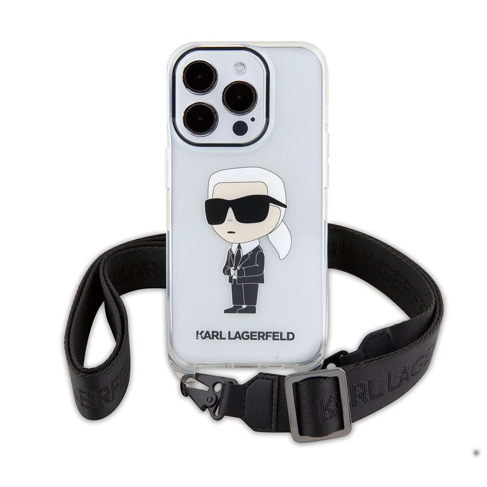 Karl Lagerfeld iPhone 15 Pro hoesje IML IKONIK CROSSBODY - Transparant - detail 1