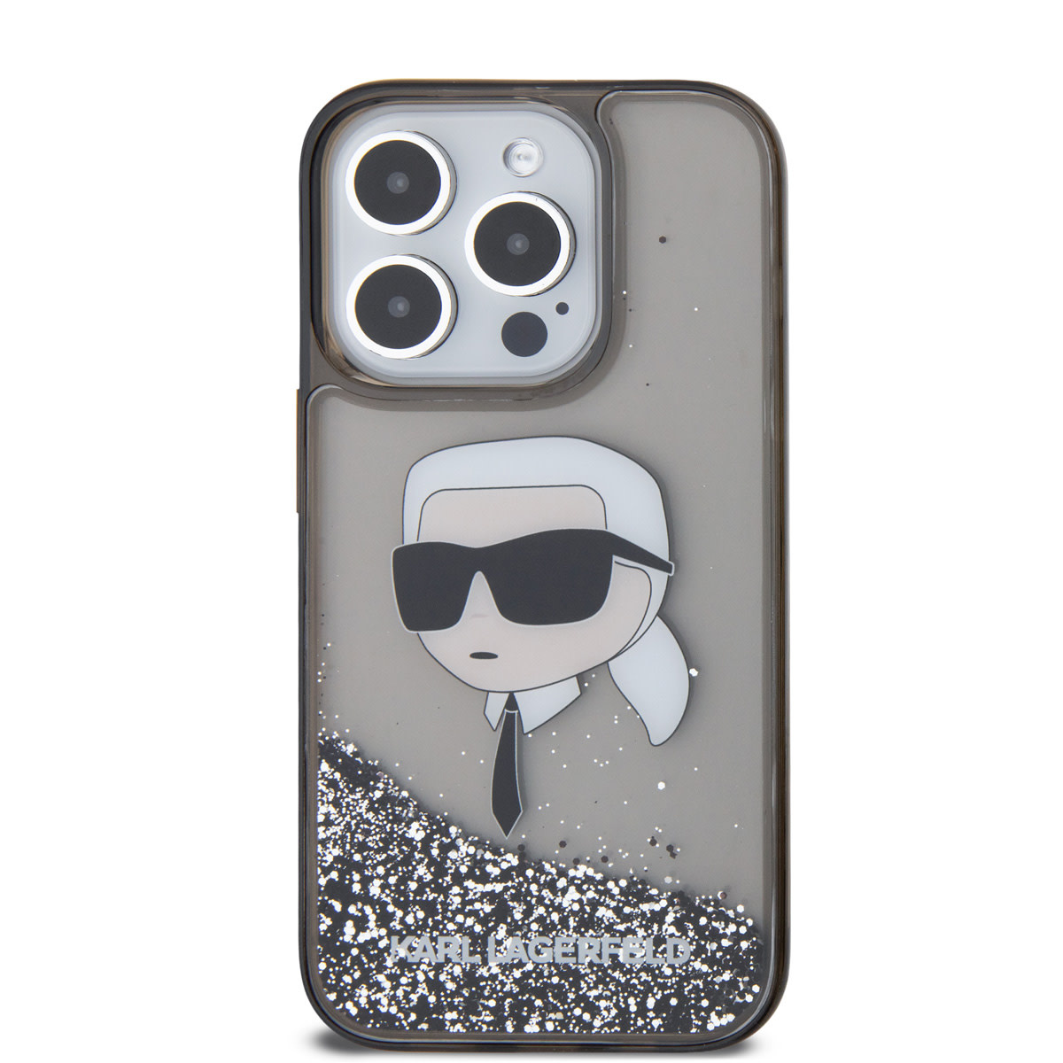 Karl Lagerfeld iPhone 15 Pro Cases hoesje - Liquid Glitter Case with NFT Karl Head - Zwart - detail 2