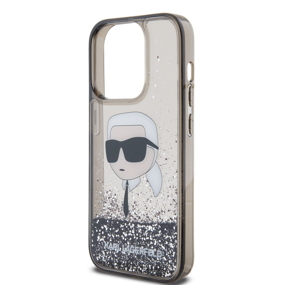 Karl Lagerfeld iPhone 15 Pro Cases hoesje - Liquid Glitter Case with NFT Karl Head - Zwart - detail 5