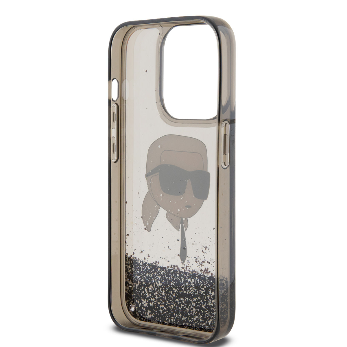 Karl Lagerfeld iPhone 15 Pro Cases hoesje - Liquid Glitter Case with NFT Karl Head - Zwart - detail 6