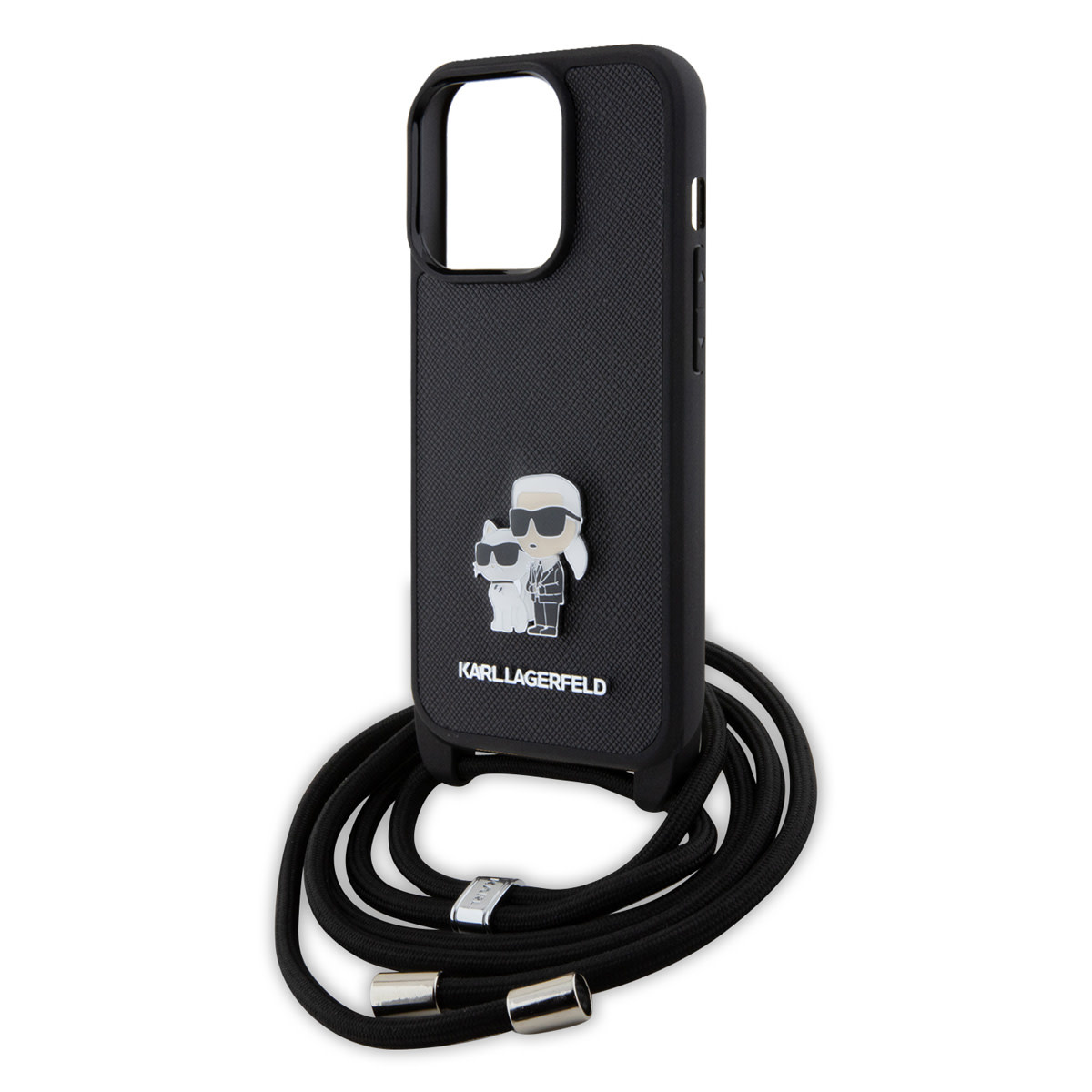 Karl Lagerfeld iPhone 15 Pro Hardcase hoesje - Saffiano - K&C Metal Pin - Crossbody - Zwart - detail 2