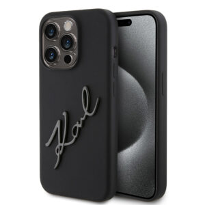 Karl Lagerfeld iPhone 15 Pro hoesje KARL SCRIPT LOGO - Zwart - productfoto