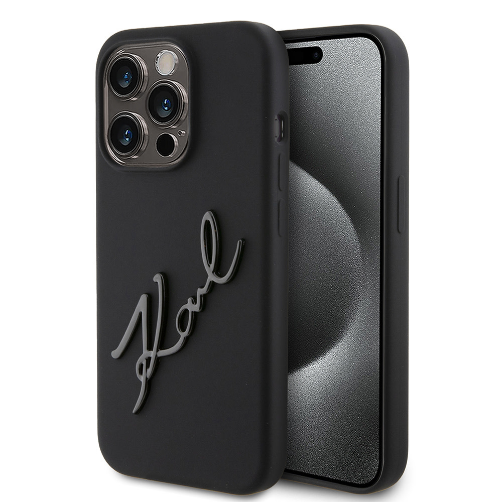Karl Lagerfeld iPhone 15 Pro hoesje KARL SCRIPT LOGO - Zwart - productfoto
