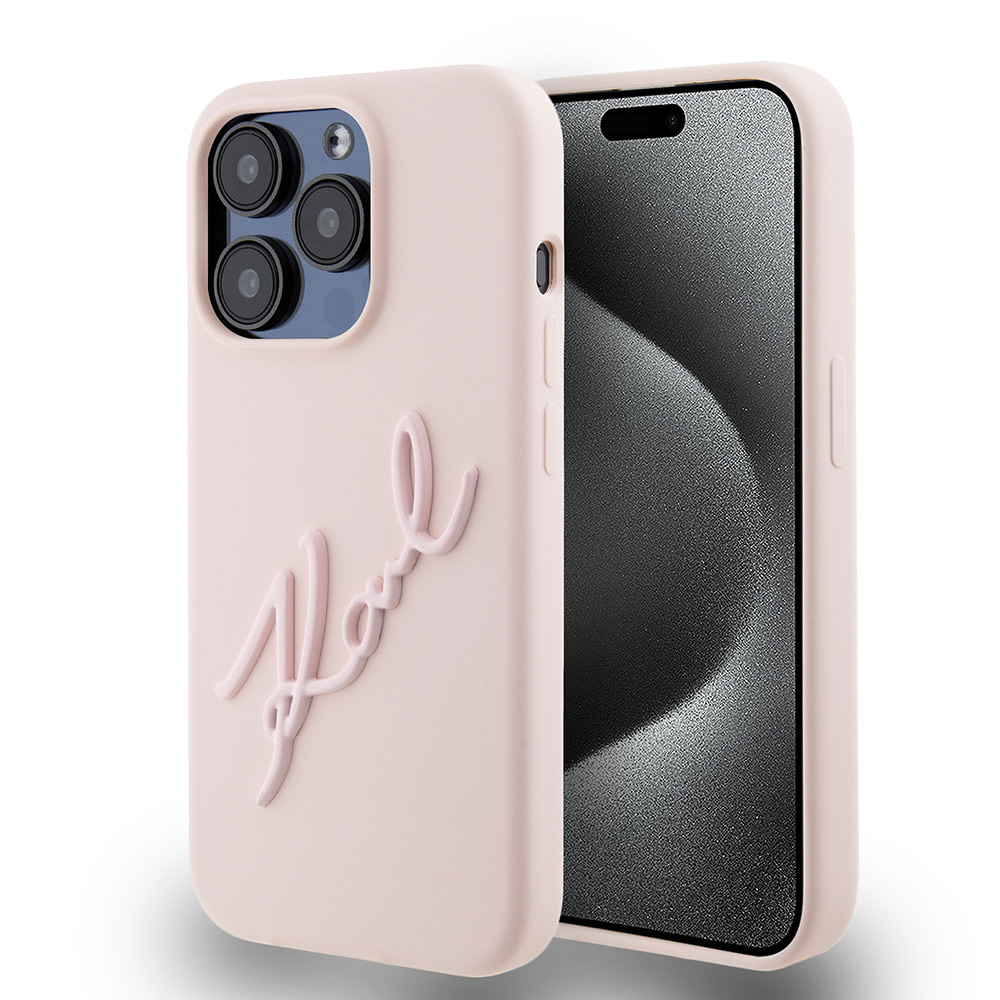 Karl Lagerfeld iPhone 15 Pro hoesje Karl script logo - Roze - productfoto