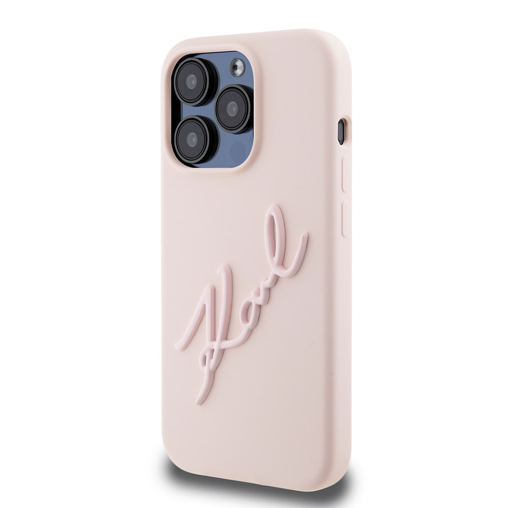 Karl Lagerfeld iPhone 15 Pro hoesje Karl script logo - Roze - detail 1