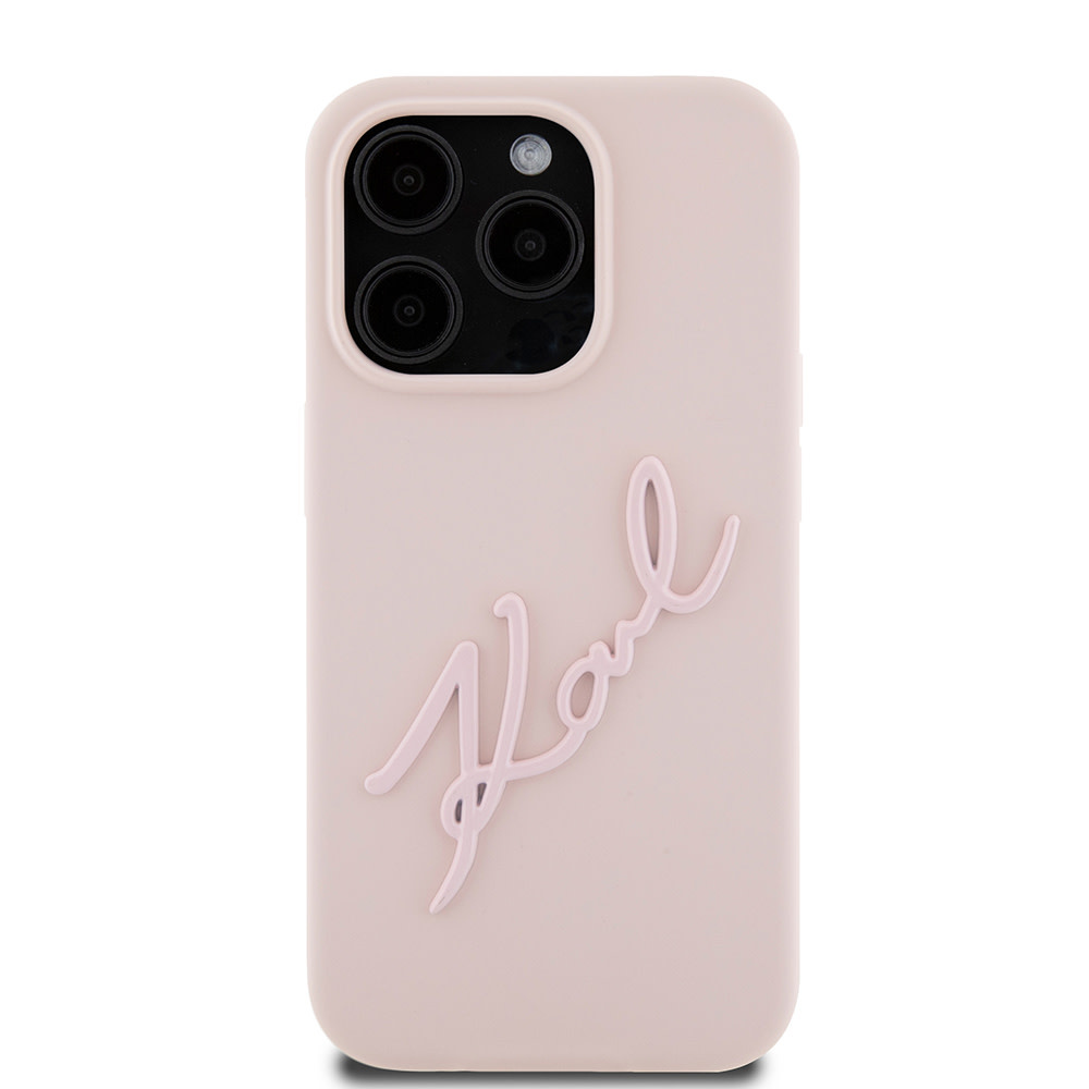 Karl Lagerfeld iPhone 15 Pro hoesje Karl script logo - Roze - detail 2