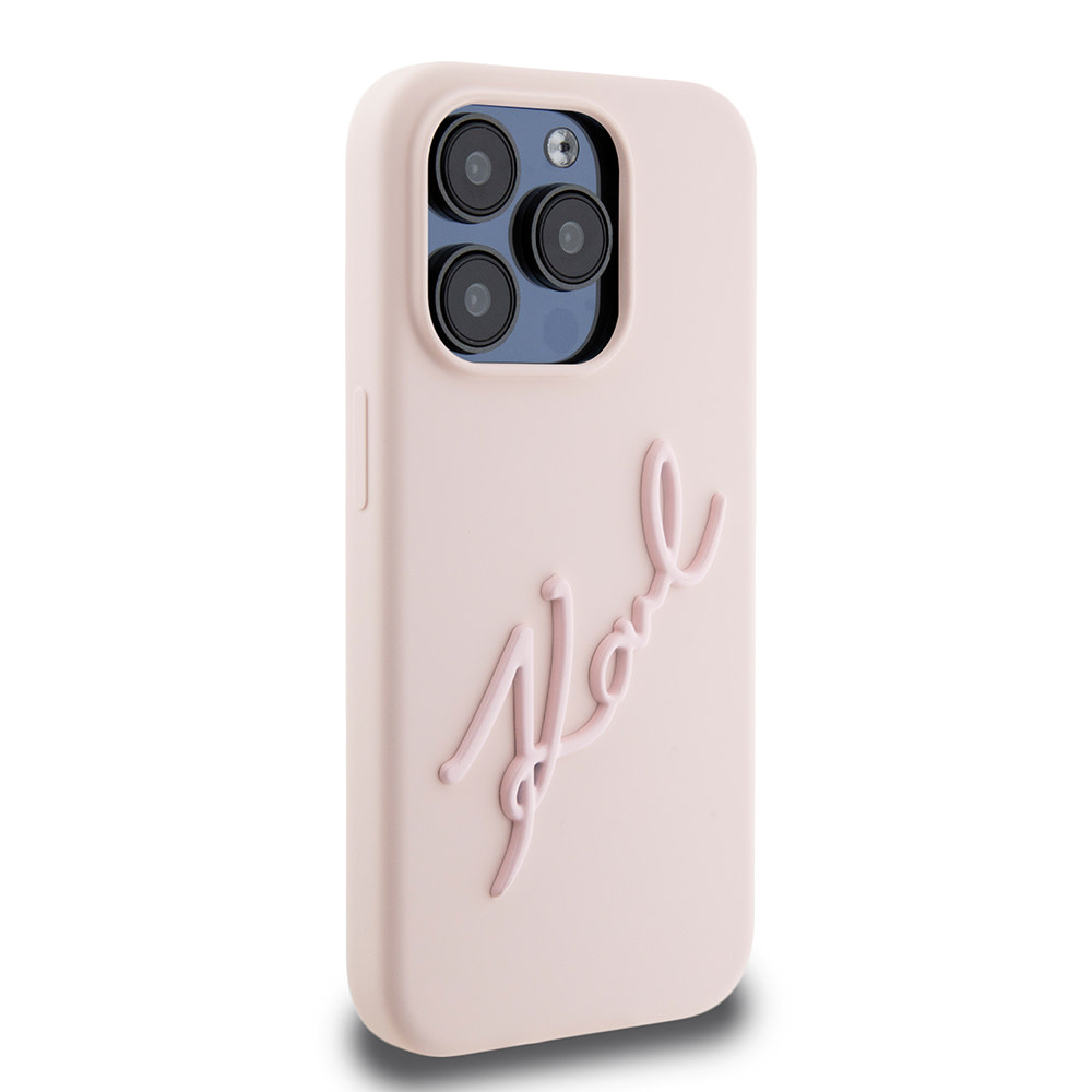 Karl Lagerfeld iPhone 15 Pro hoesje Karl script logo - Roze - detail 3