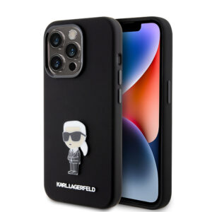 Karl Lagerfeld iPhone 15 Pro hoesje Ikonik metal pin - Zwart - productfoto
